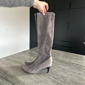 Delman for Bergdorf Goodman Gray Suede tall pumps boots size 9 with dust bag